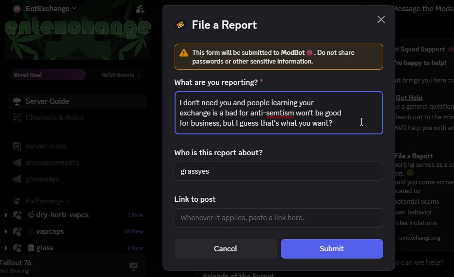 Evidence of reporting